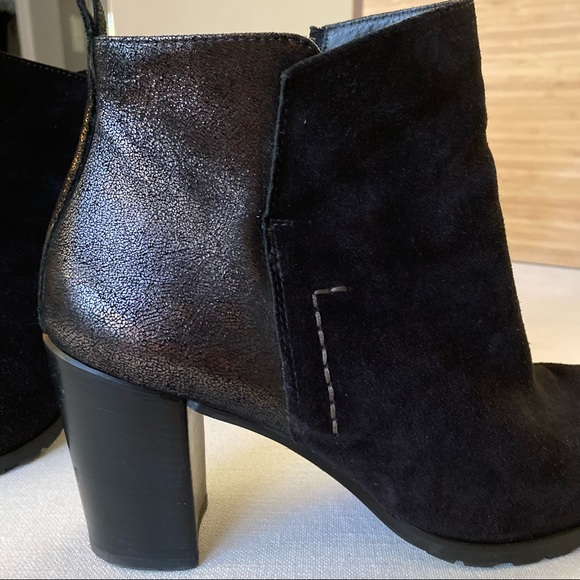 Paul Green Black Silver Suede Ankle Boots UK7.5 EU41 US 10 Heel Booties Austria - Picture 6 of 16